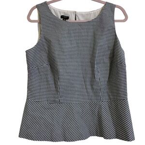 Talbots women’s petite navy gingham peplum sleeveless top size 12P